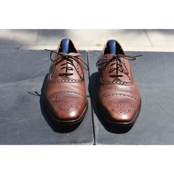 Men\'s Just a Men Shoe Brown Soft Leather Lace up Oxford Italian Dress Shoe 9.5 main image 7